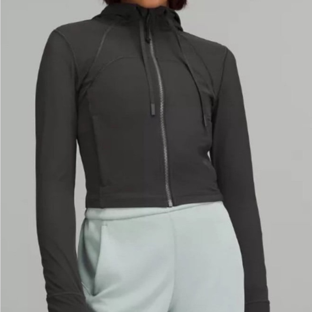 Lululemon nulu cropped define mesh Graphite grey Zip-Up Jacket w/hood sz 8